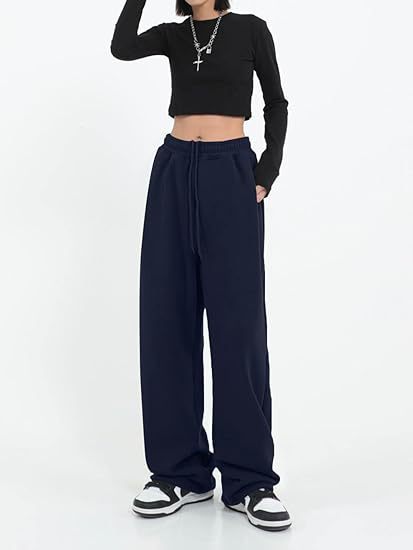 High Waist Drawstring Wide Leg Lounge Pants