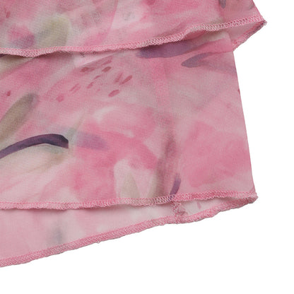 Floral Halter Chiffon Top Backless Layered Summer Vacation Pink