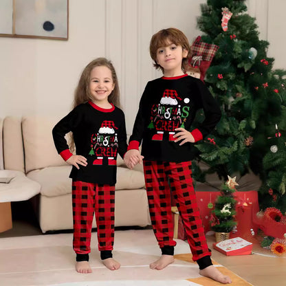 Plaid Alphabet Parent-Child Printed Christmas Pajama Set