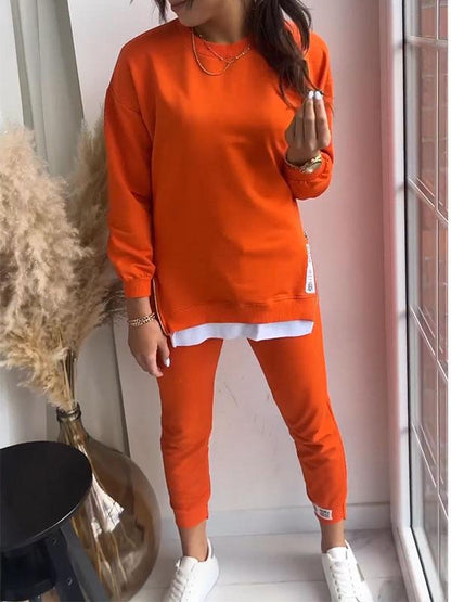 Women's Faux Two Piece Sweatshirt Jogger Set Streetwear