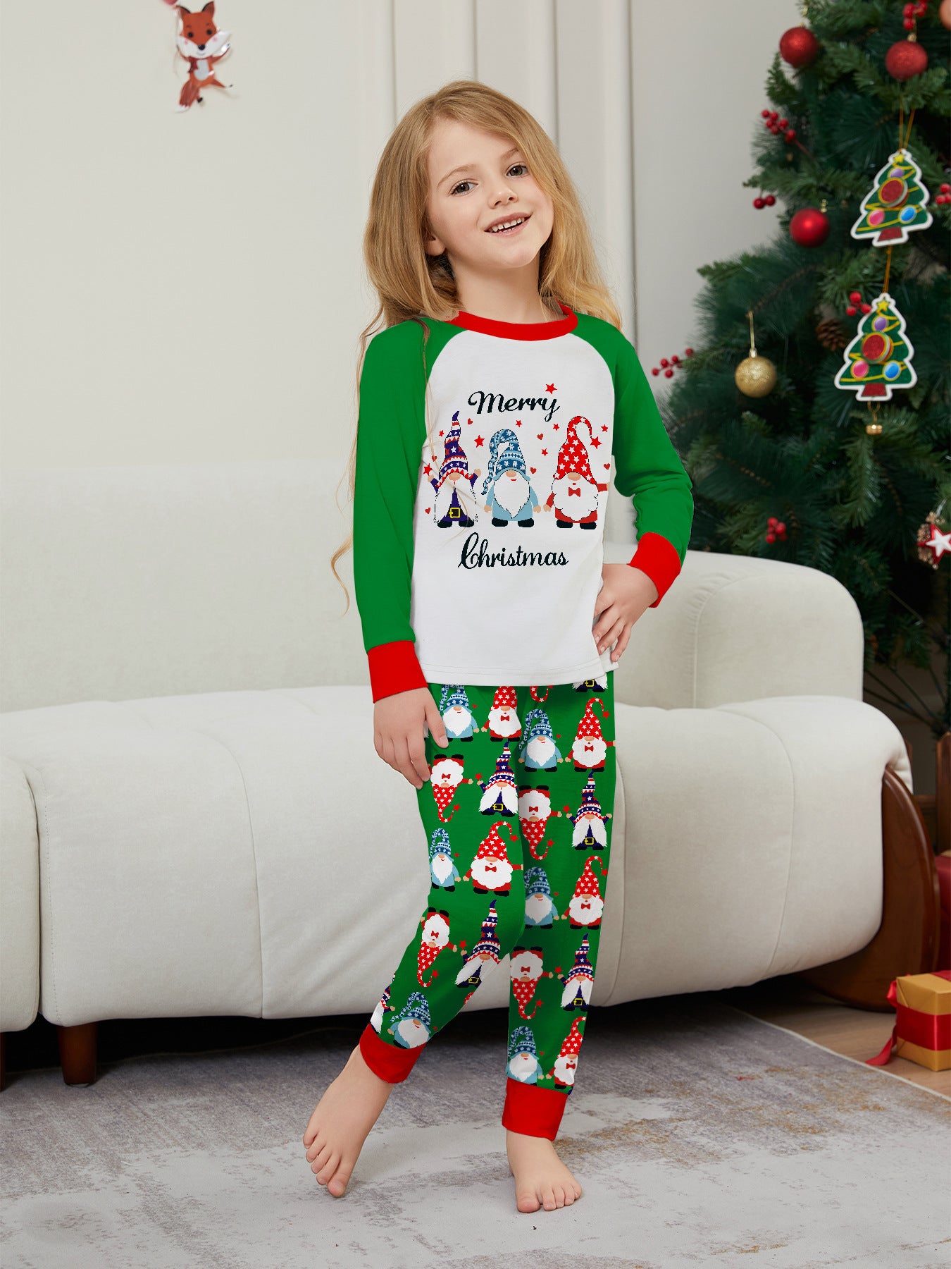 Santa Hat Alphabet Parent-child Printed Christmas Pajamas