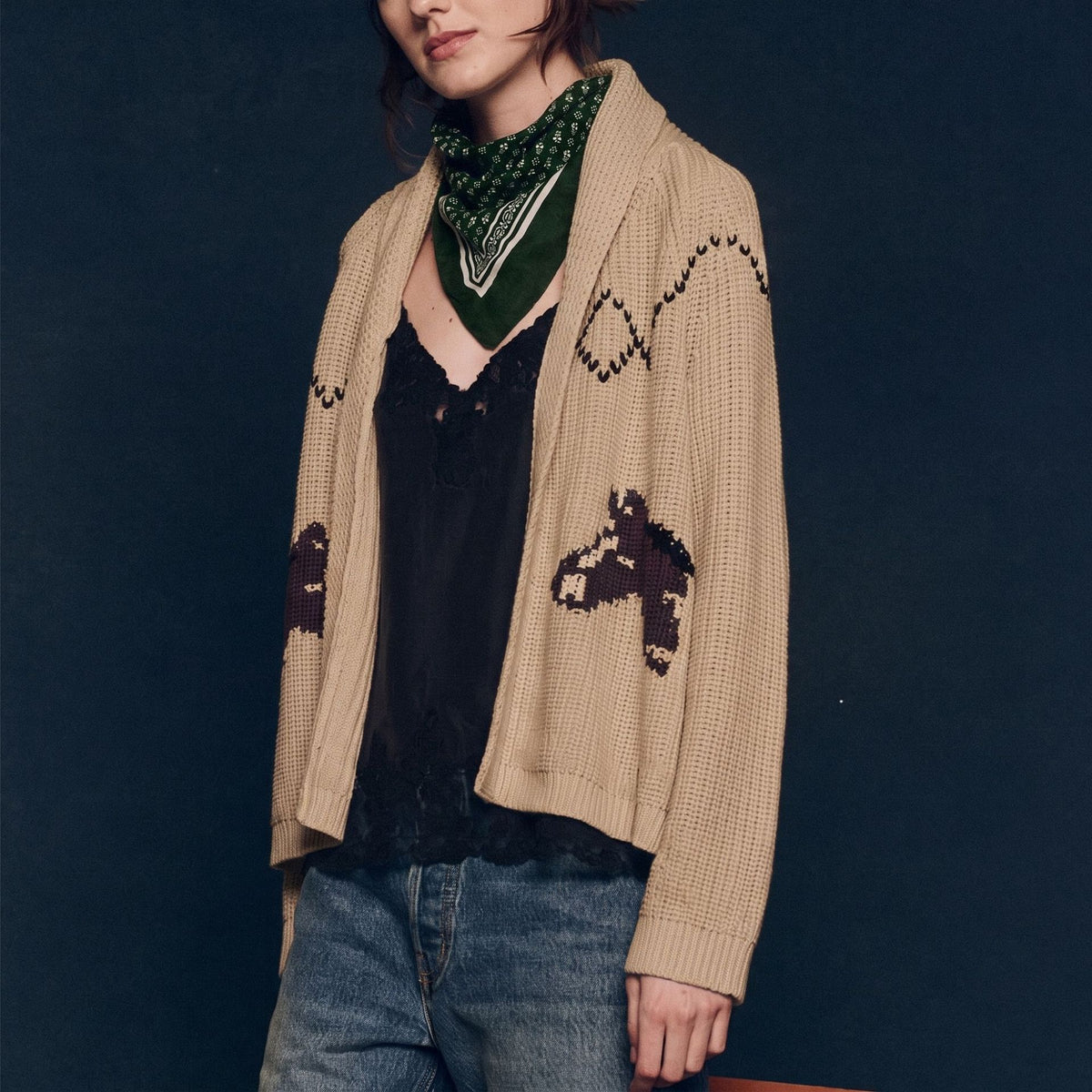 Women's Chunky Animal Open Front Knit Cardigan