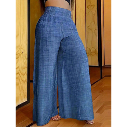 High Waist Linen Look Wide Leg Resort Pants