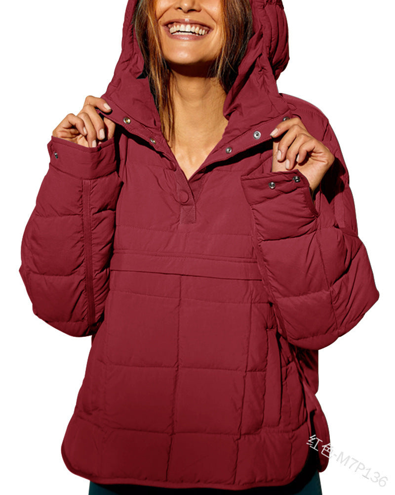 Women's Oversized Hooded Puffer Pullover Jacket