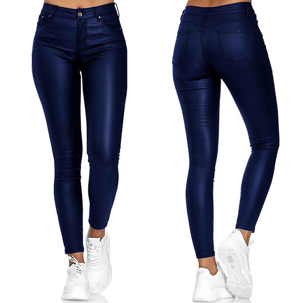 Women's High Waisted Faux Leather Skinny Pants