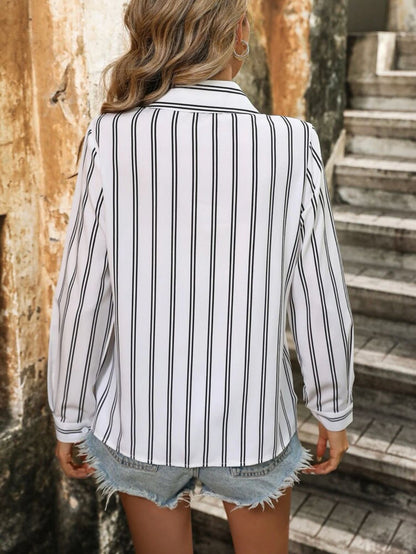 Women's Striped Long Sleeve Business Casual Shirt