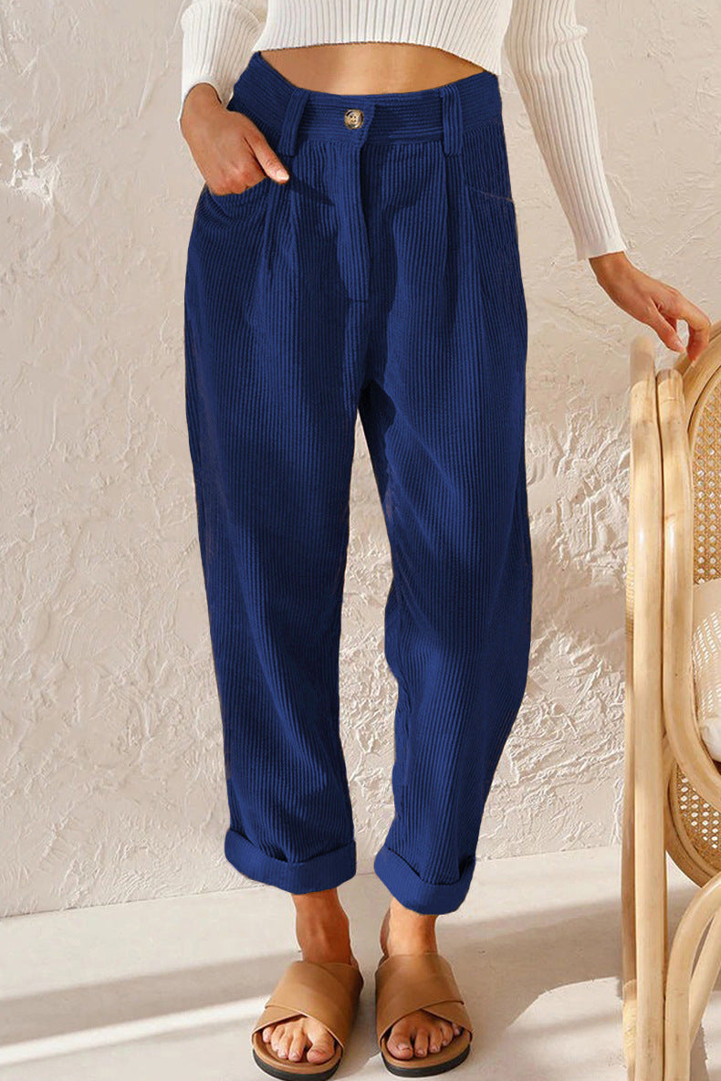 Women's Corduroy High Waisted Straight Leg Pants