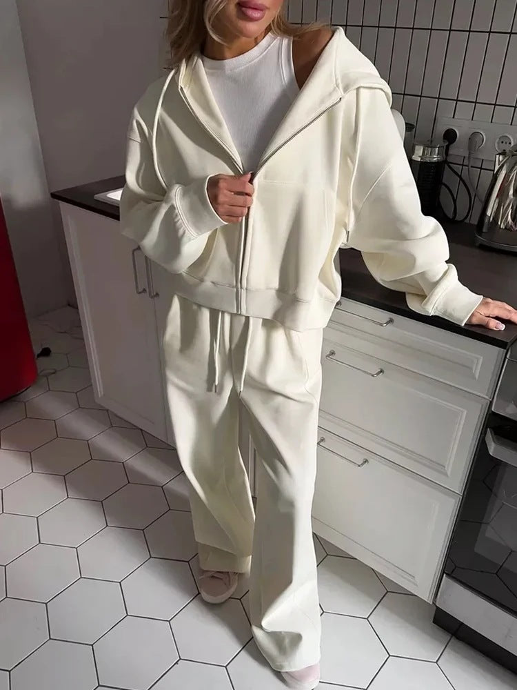 Women's Oversized Zip Up Hoodie Sweatpants Matching Set