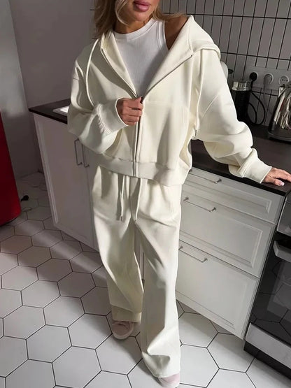 Women's Oversized Zip Up Hoodie Sweatpants Matching Set