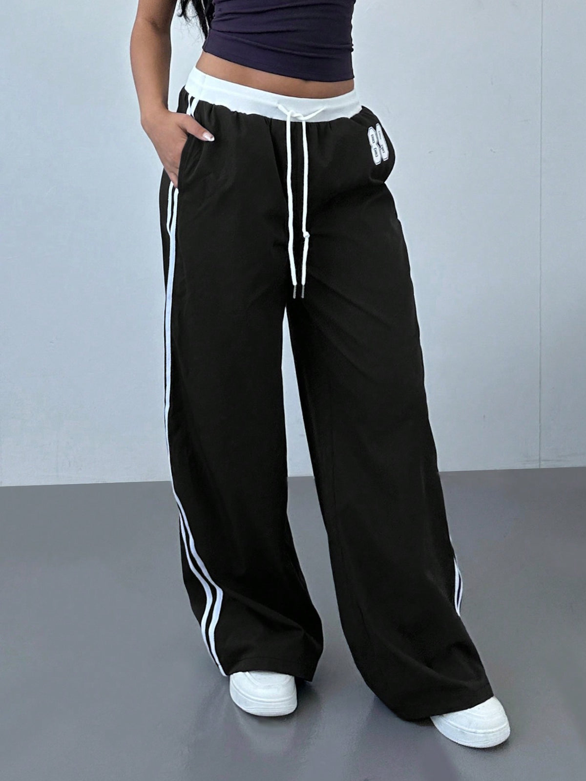 Women's Striped Baggy Wide Leg Y2K Track Pants