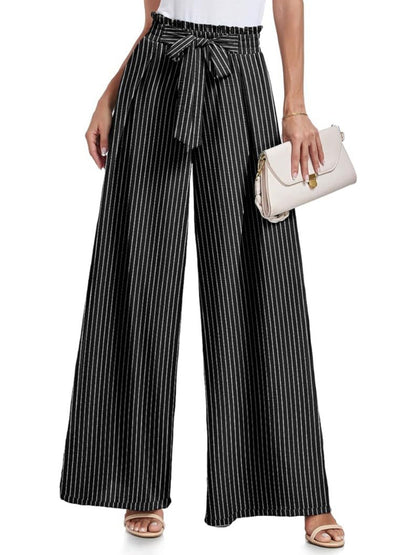 Women's Tie Waist Paperbag Wide Leg Pants