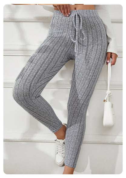 Women's Ribbed High Waisted Yoga Leggings Butt Lifting