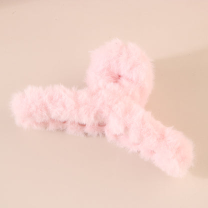 Fuzzy Large Hair Claw Clip for Thick Hair Winter Accessory