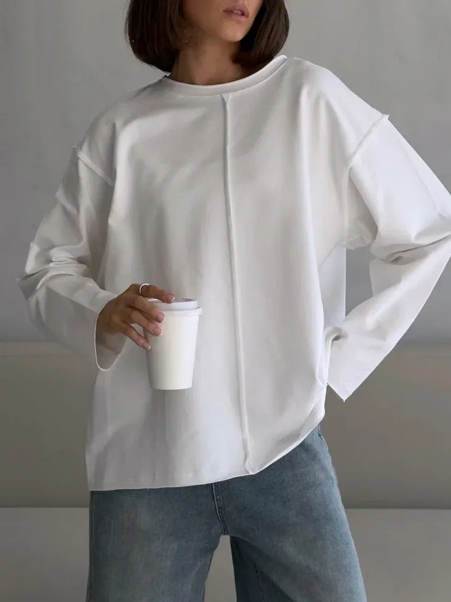 Black Oversized Seam Detail Long Sleeve Tee