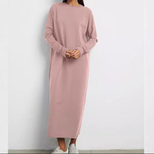 Women's Casual Long Sleeve Solid Maxi Dress Loose Fit