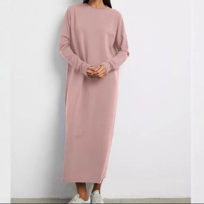 Women's Casual Long Sleeve Solid Maxi Dress Loose Fit
