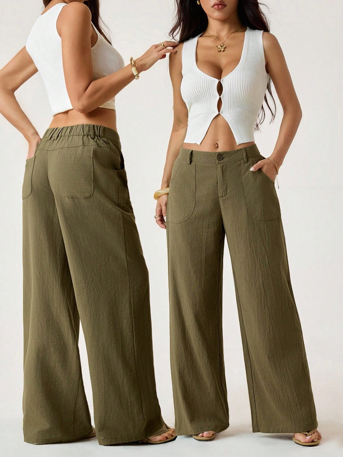 Women's Wide Leg Pants Casual Loose Fit with Pockets