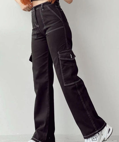 Women's Cotton Straight Leg Cargo Pants Casual
