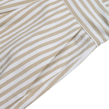 Striped Halter Romper Backless Summer Vacation Outfit