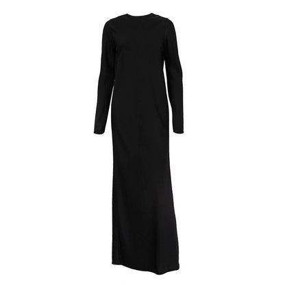 Elegant Satin Long Sleeve Bodycon Maxi Dress