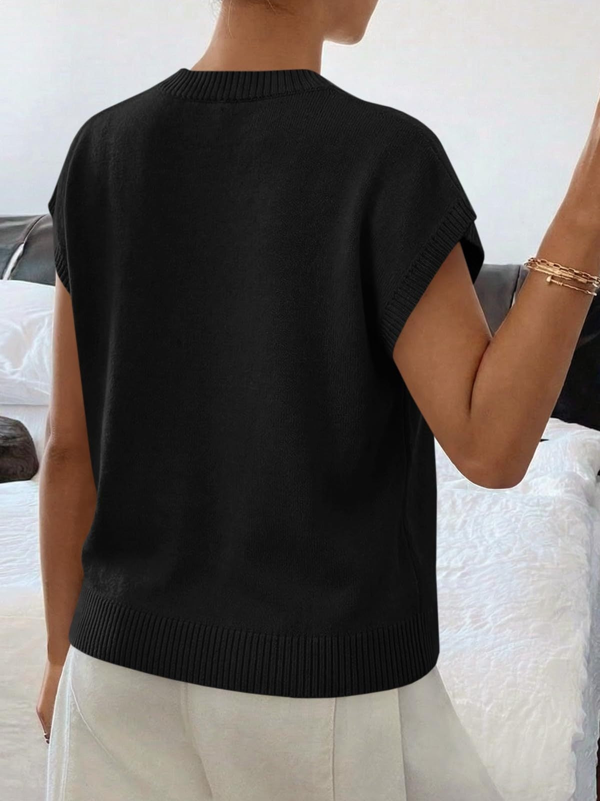 Floral Knit Sweater Short Sleeve Textured Summer Top