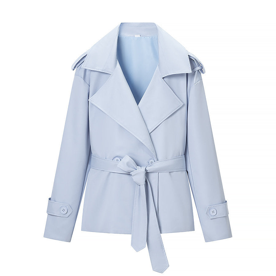 Women's Belted Cropped Lapel Jacket Blazer
