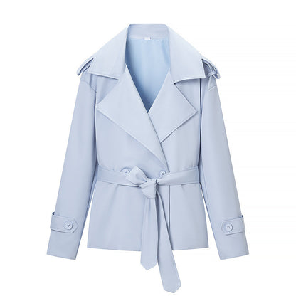 Women's Belted Cropped Lapel Jacket Blazer