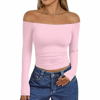 Women's Y2K Off Shoulder Long Sleeve Going Out Top