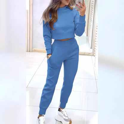 Women's Slim Fit Mock Neck Sweatsuit Jogger Set