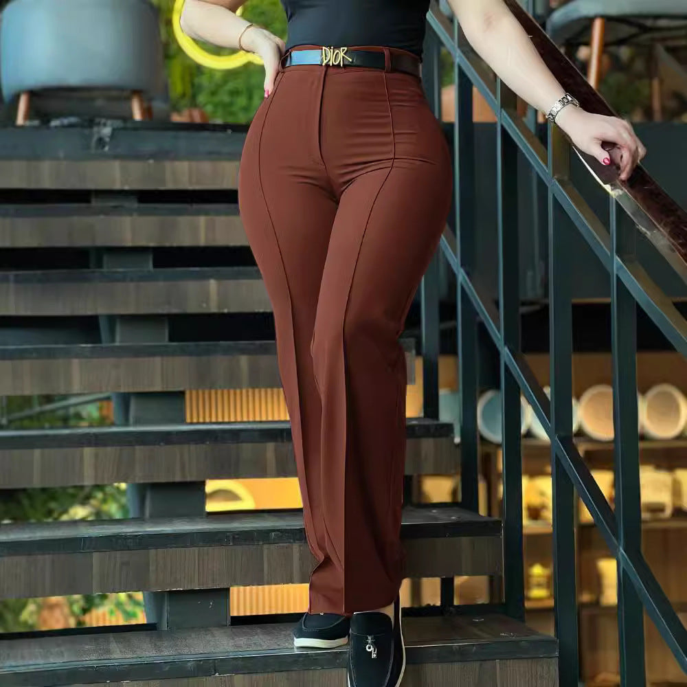 Women's High Waisted Tailored Straight Leg Dress Pants