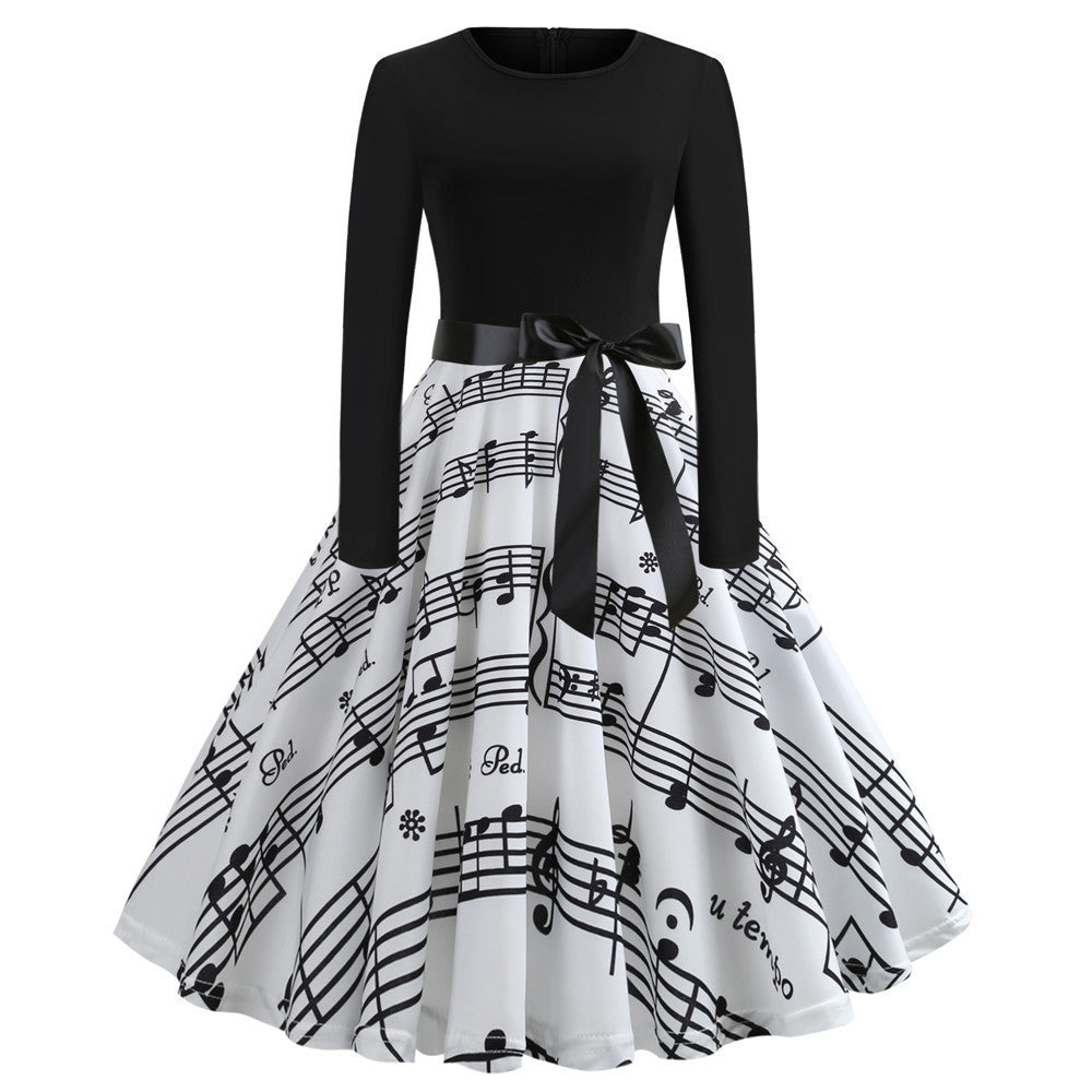 Vintage Plaid Long Sleeve Fit and Flare Midi Dress