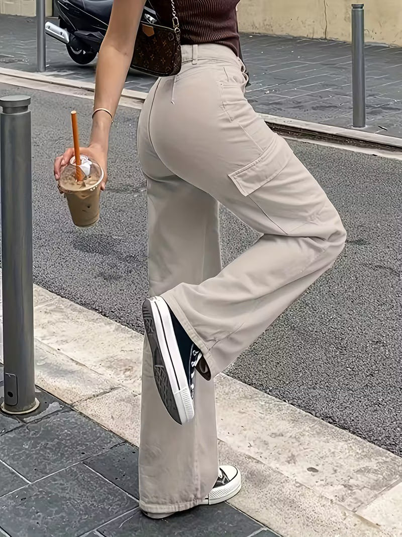 Women's High Waist Wide Leg Cargo Pants