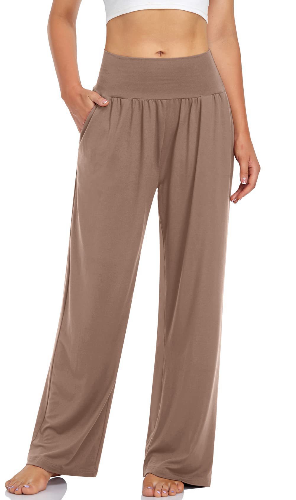 Women's High Waisted Wide Leg Yoga Pants with Pockets