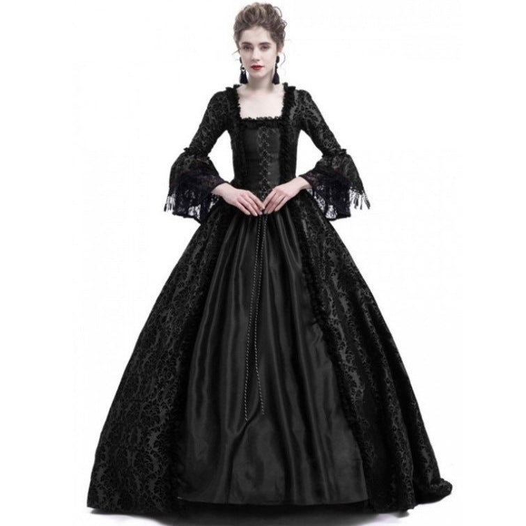 Renaissance Medieval Lace Bell Sleeve Ball Gown