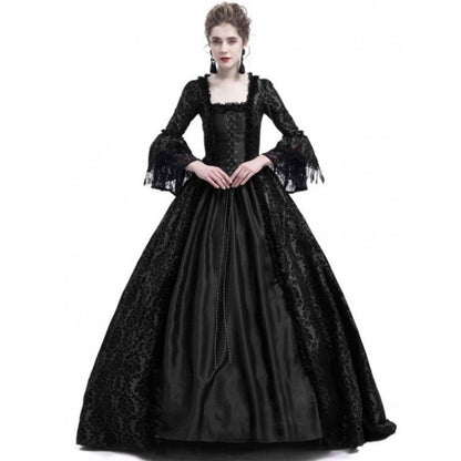 Renaissance Medieval Lace Bell Sleeve Ball Gown
