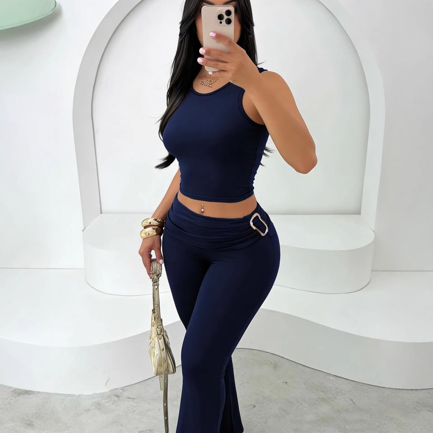 Women 2 Piece Workout Set Crop Top High Waist Leggings