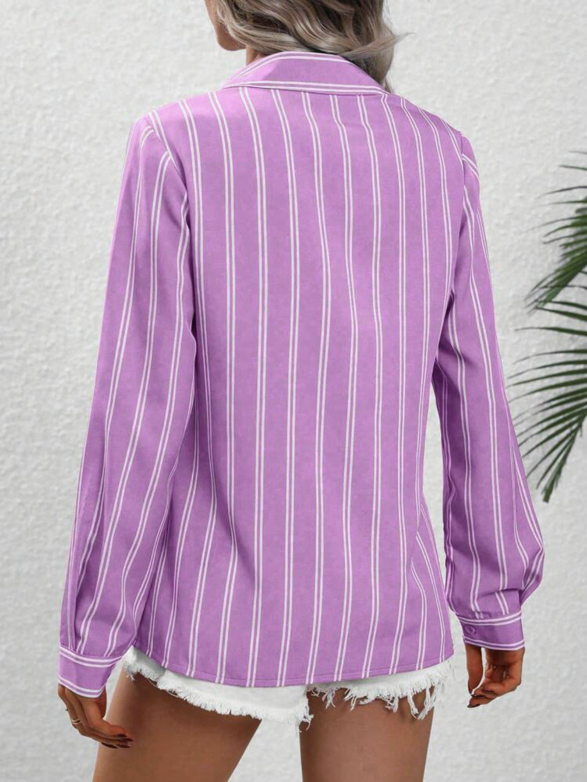 Women's Striped Long Sleeve Business Casual Shirt