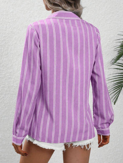 Women's Striped Long Sleeve Business Casual Shirt