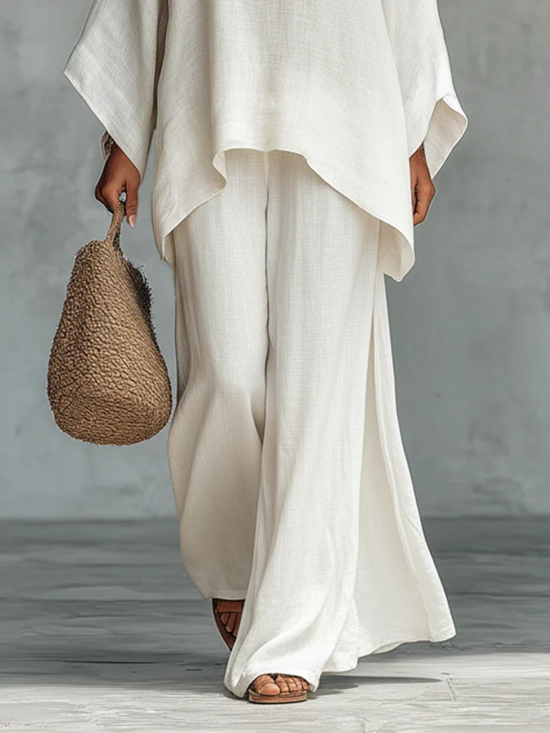 Women's Linen Wide Leg Pants Matching Set