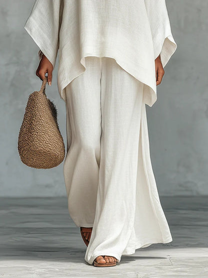 Women's Linen Wide Leg Pants Matching Set