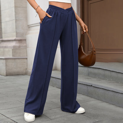 Women's Elastic Waist Wide Leg Pants Casual Loose Fit