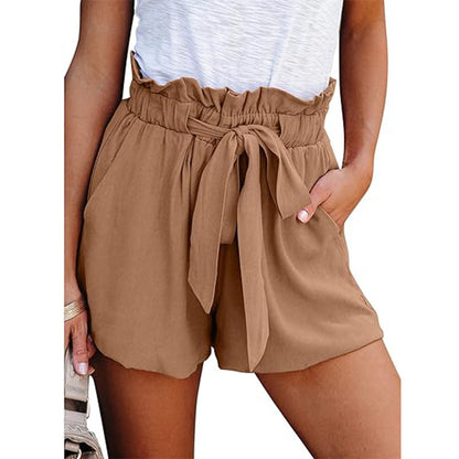 Women's High-Waisted Tie Waist Shorts – Casual Loose Summer Shorts