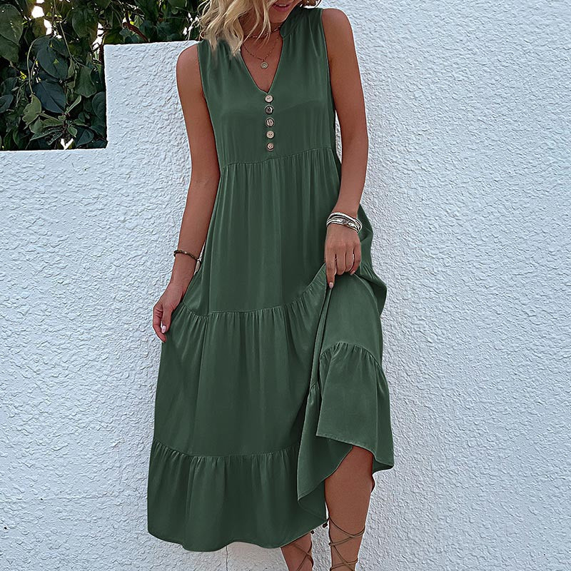 Sleeveless Tank Dress Loose Casual Solid Color Maxi Dress