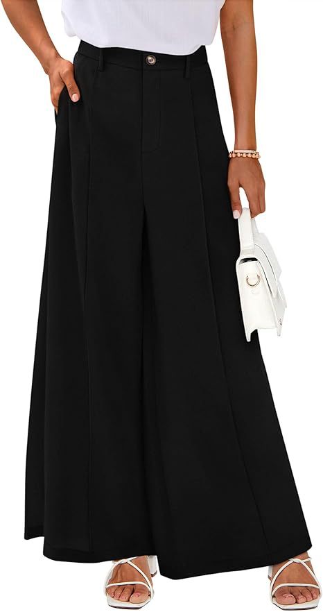 Women's High-Waisted Wide-Leg Palazzo Pants – Elegant Business Trousers