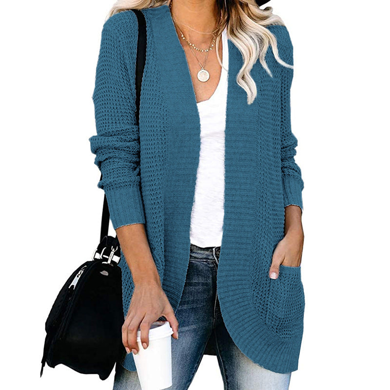 Women's Oversized Chunky Knit Open Front Cardigan Pockets