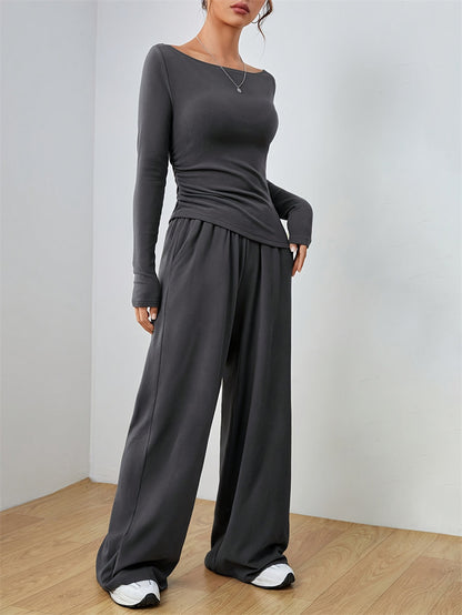 Women's Soft Lounge Two Piece Set Wide Leg Pants