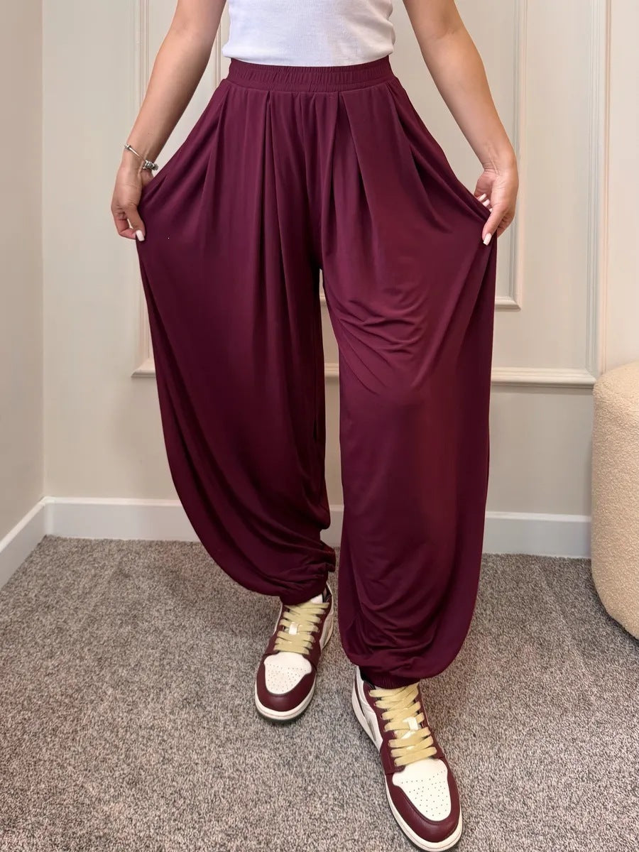 Women's Casual Smocked Waist Wide Leg Pants with Pockets