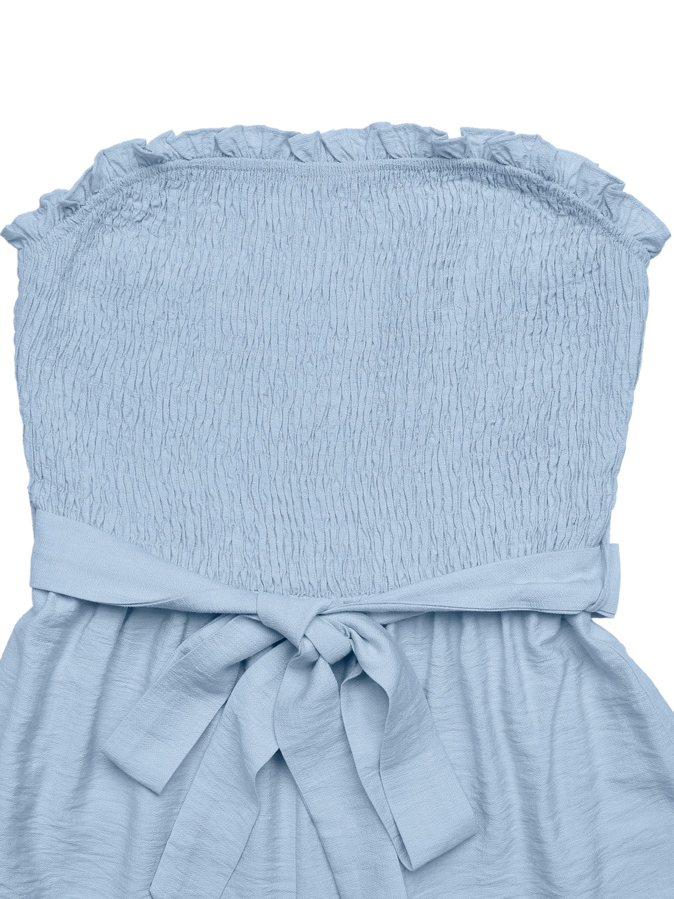 Smocked Strapless Ruffle Romper Summer Resort Outfit