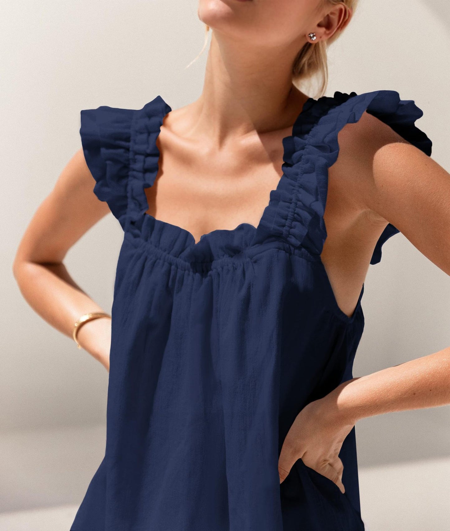 Ruffle Trim Lounge Tank & Shorts Pajama Set