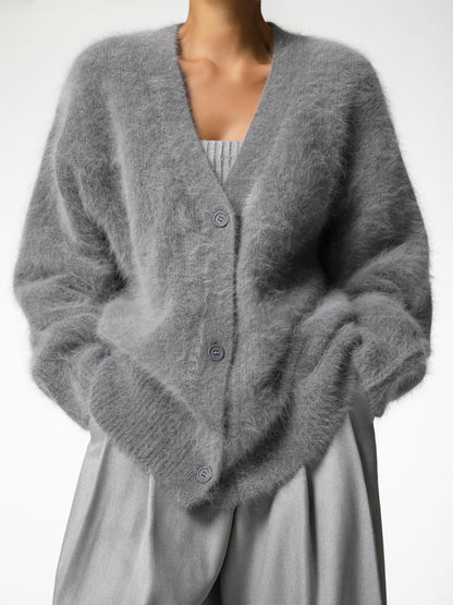 Pink Faux Mink Knit Oversized Cardigan Soft Fluffy Sweater